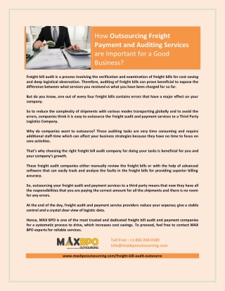 How Outsourcing Freight Payment and Auditing Services are Important for a Good Business?