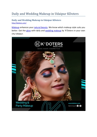 Daily and Wedding Makeup in Udaipur KDoters