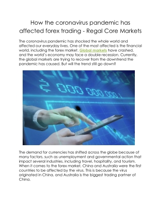 How the coronavirus pandemic has affected forex trading - Regal Core Markets