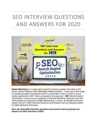 SEO Interview Questions and Answers for 2020