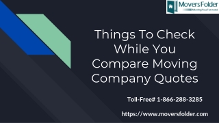 Things to Check While you Compare Moving Company Quotes