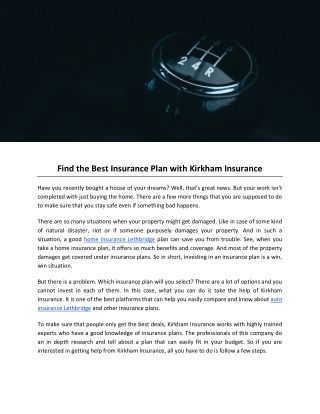 Find the Best Insurance Plan with Kirkham Insurance