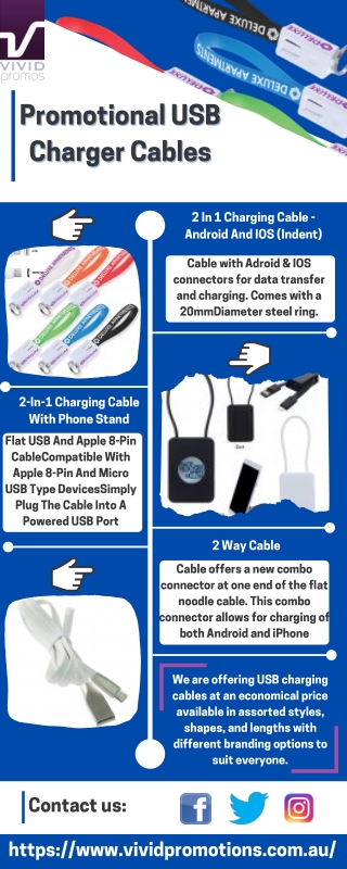 3 in 1 Combo USB Charging Cables by Vivid Promotions