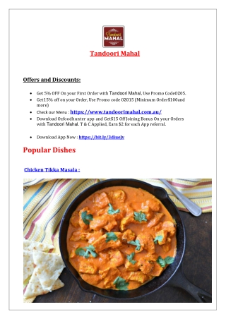 Tandoori Mahal - Heritage Park Takeaway Menu,QLD - 5% off