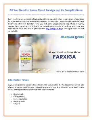 All you need to know about Farxiga and its Complications