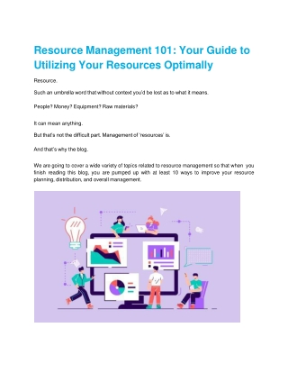 Resource Management 101: Your Guide to Utilizing Your Resources Optimally