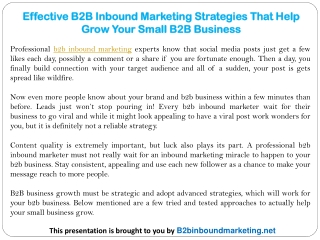 Effective B2B Inbound Marketing Strategies That Help Grow Your Small B2B Business