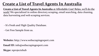 Create a List of Travel Agents In Australia