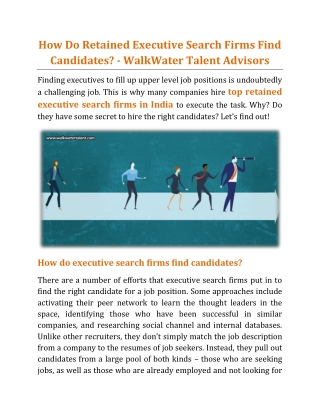 How Do Retained Executive Search Firms Find Candidates - WalkWater Talent Advisors