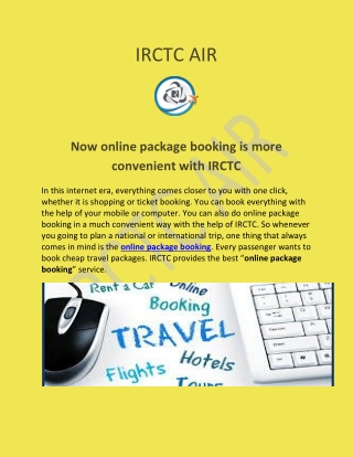 Now online package booking is more convenient with IRCTC