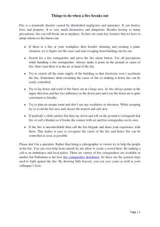 Things to do when fire breaks out