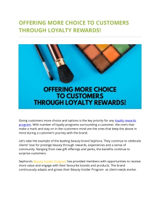 Offering More Choice to Customers through Loyalty Rewards! - Zinrelo