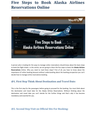 Five Steps to Book Alaska Airlines Reservations Online