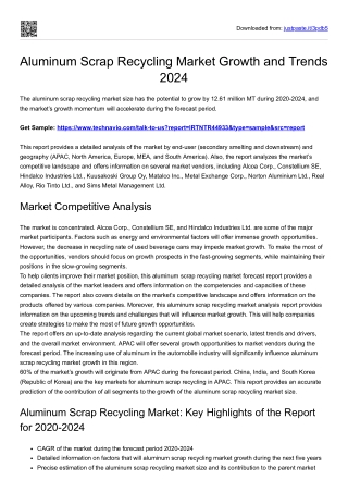 Aluminum Scrap Recycling Market Trends 2024
