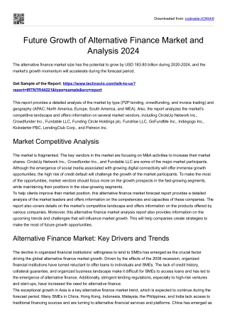 Alternative Finance Market Trends and Report 2024