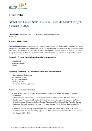 Calcium Peroxide Market Insights, Forecast to 2026