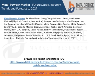 Metal Powder Market– Future Scope, Industry Trends and Forecast to 2027