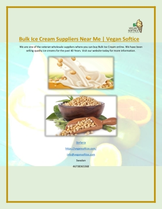 Bulk Ice Cream Suppliers Near Me | Vegan Softice