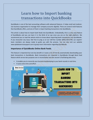 Learn how to Import banking transactions into QuickBooks