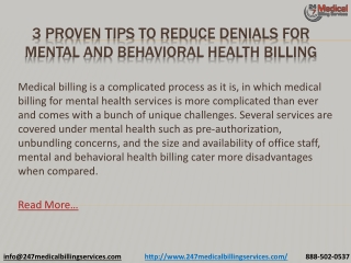 3 PROVEN TIPS TO REDUCE DENIALS FOR MENTAL AND BEHAVIORAL HEALTH BILLING