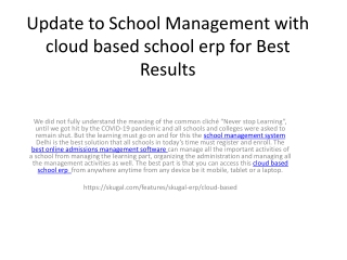 Update to School Management with cloud based school erp for Best Results!