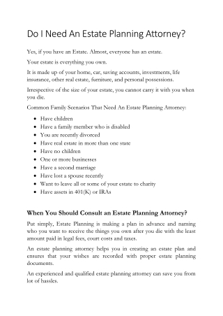 Do I Need An Estate Planning Attorney ?