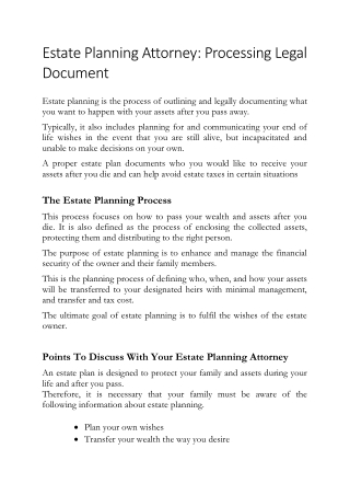 Estate Planning Attorney: Processing Legal Document