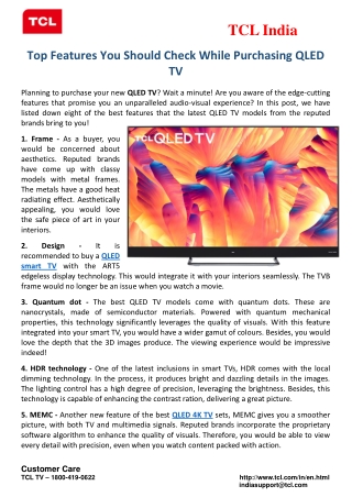 Top Features You Should Check While Purchasing QLED TV