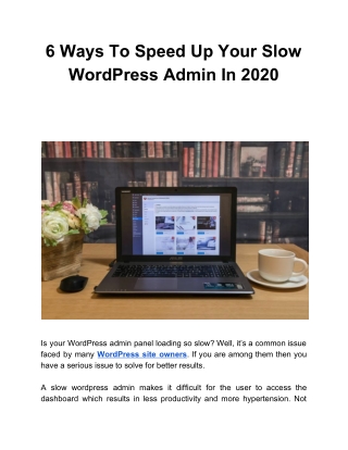 6 Ways To Speed Up Your Slow WordPress Admin In 2020