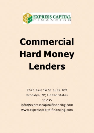 Commercial Hard Money Lenders and The Case of Low Credit History