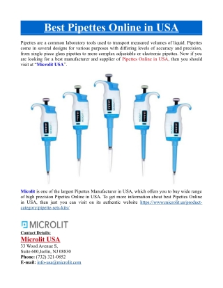 Best Pipettes Online in USA