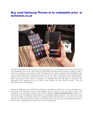 Buy used Samsung Phones at an unbeatable price  at techmanic.co.uk