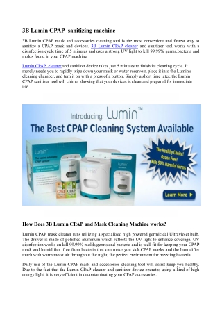 3B Lumin CPAP cleaner