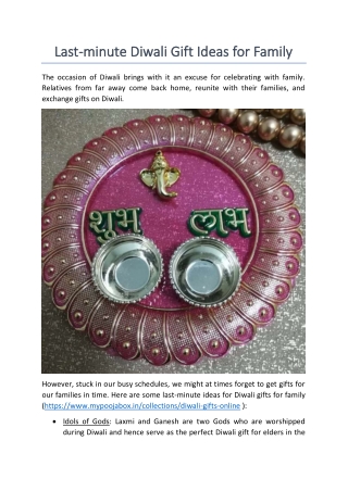 Last-minute Diwali Gift Ideas for Family