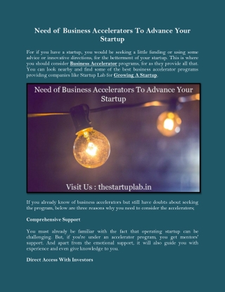 Need of Business Accelerators To Advance Your Startup