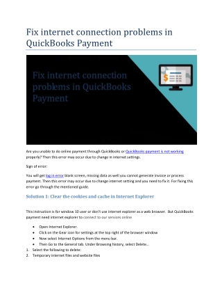 Fix internet connection problems in QuickBooks Payment