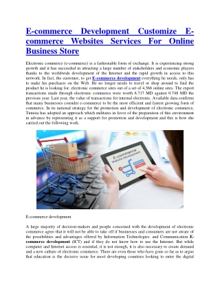 E-commerce Development Customize E-commerce Websites Services For Online Business Store