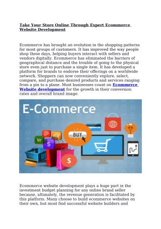 Take Your Store Online Through Expert Ecommerce Website Development
