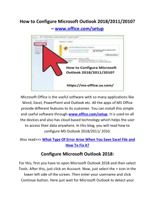 How to Configure Microsoft Outlook 2018/2011/2010? – www.office.com/setup