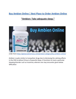 Buy Ambien Online | Best Place to Order Ambien Online