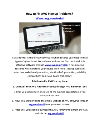 How to Fix AVG Startup Problems?- Www.avg.com/retail