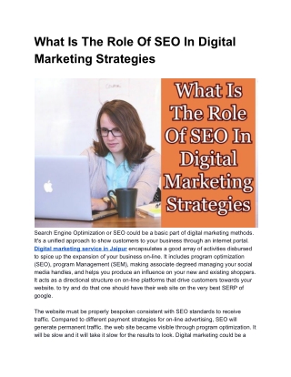 What Is The Role Of SEO In Digital Marketing Strategies