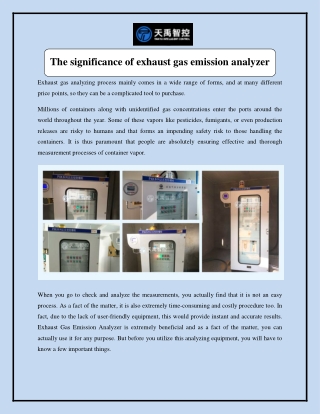 The significance of exhaust gas emission analyzer