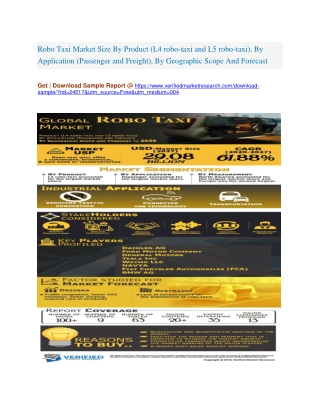 Robo Taxi Market Size By Product (L4 robo-taxi and L5 robo-taxi), By Application (Passenger and Freight), By Geographic