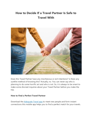 How to Decide If a Travel Partner Is Safe to Travel With