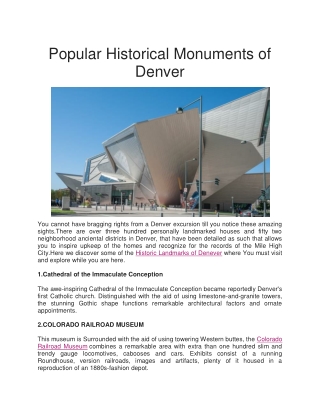 Popular Historical Monuments of Denver