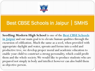 Best CBSE Schools in Jaipur｜SMHS