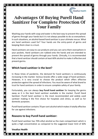 Advantages Of Buying Purell Hand Sanitizer For Complete Protection Of Your Family