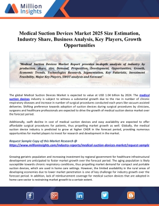 Medical Suction Devices Market 2020 Key Players, Industry Overview, Supply Chain And Analysis To 2025