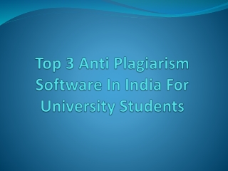 Anti Plagiarism Software India